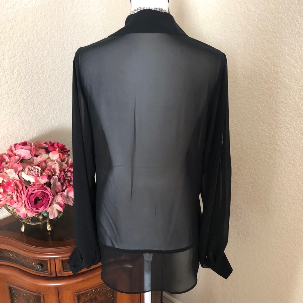 Bisou Sheer Cold Shoulder Hi Lo Blouse - Picture 5 of 8
